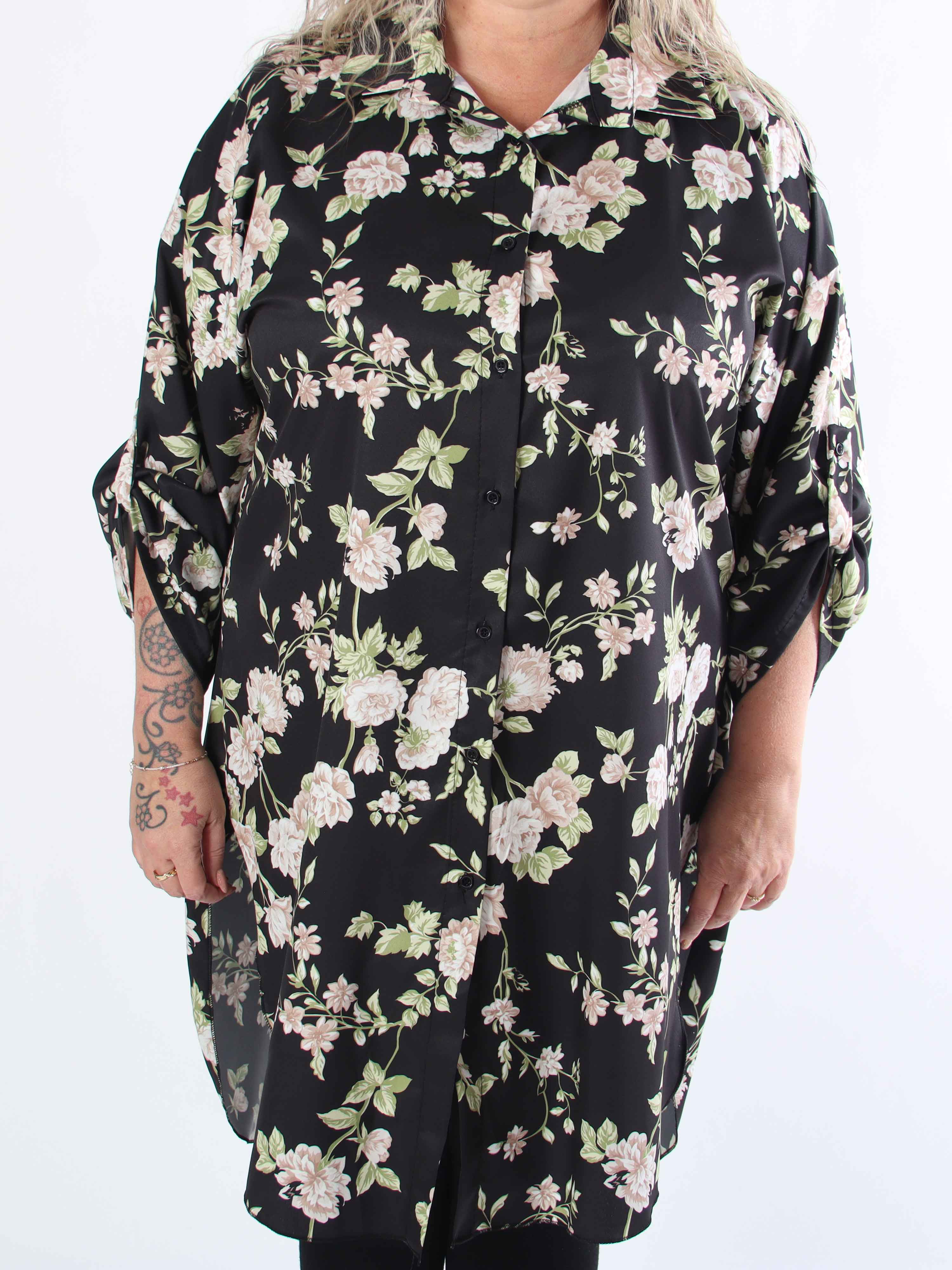 Jessica - Skjortklänning i viskosblandning med spetsrosor